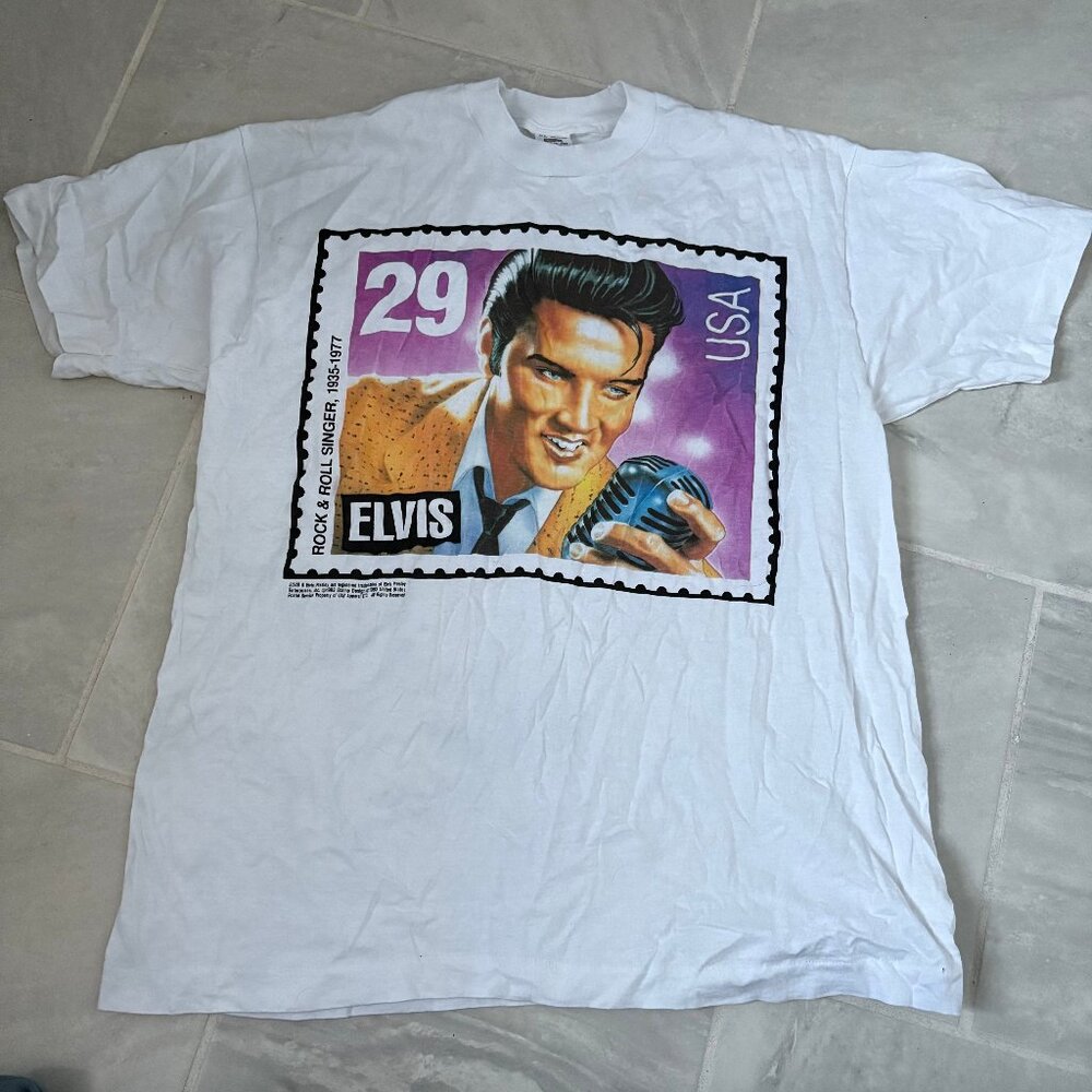 90s vintage RARE elvis t-shirt - postcard design